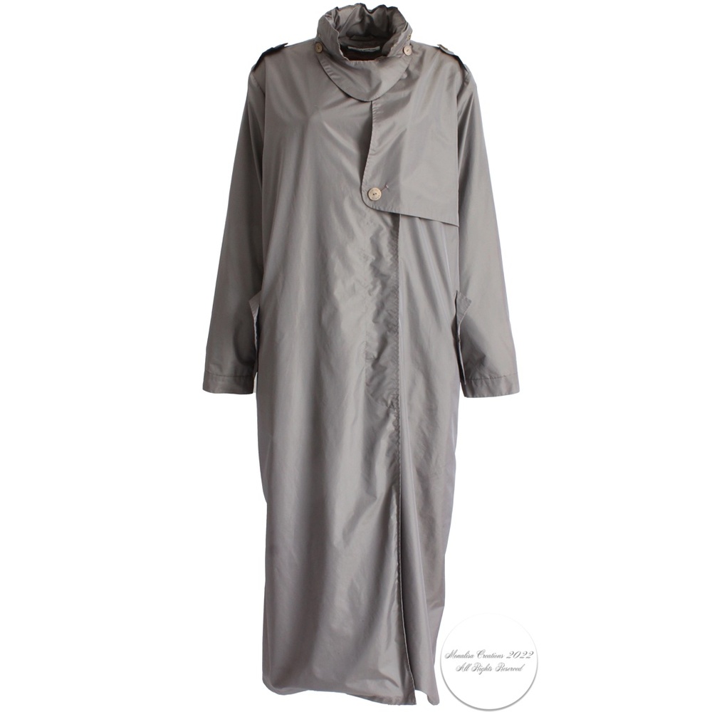 Vintage Sonia Rykiel Paris Trench Coat Rain Coat with Hidden Hood Lined 1990s